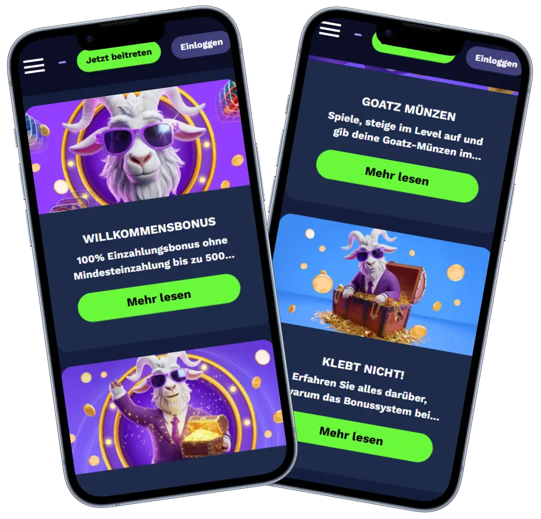 Goatz Casino mobiler Willkommensbonus und Bonusangebote auf Smartphones